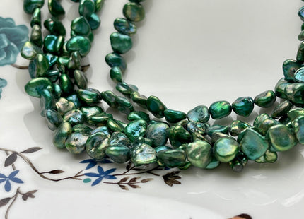 8-9 mm Green Color Keshi Nugget Freshwater Pearl Beads Center Drilled Very Rare High Luster Keshi Nugget Pearl #P1562