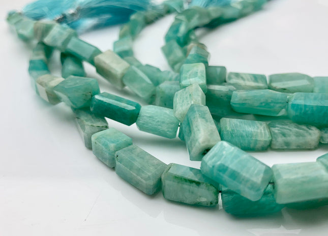 7-10x10-18mm 100% All Natural Amazonite Gemstone Beads Faceted Nugget Shape Genuine Quality Aqua Blue Green Amazonite Bead 8 Inches #3748