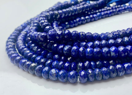 6mm 7mm 8mm 9mm 10mm AAA 100% All Natural Faceted Rondelle Lapis Lazuli Gemstone Beads Natural Blue Top Quality Lapis Beads 8 Inches #3726
