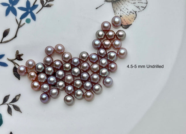 Two Pieces AAA 4.5-5mm High Luster Undrilled/Half Drilled/Through Drilled Tiny Freshwater Pearls Genuine Natural Mauve Pink Pearl #P1514