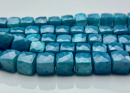 7mm 8mm 9mm Half Strand Faceted Cube Dice Shape Neon Blue Opal Beads Genuine Quality Diamond Cut Natural Color Gemstone Beads #3724