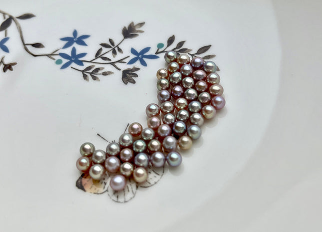 Two Pieces AAA 4-4.5mm High Luster Undrilled/Half Drilled/Through Drilled Tiny Freshwater Pearls Genuine Natural Mauve pink Pearl #P1513