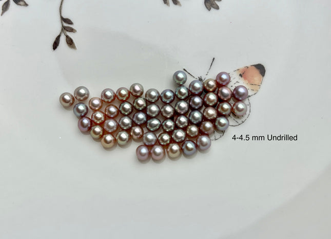 Two Pieces AAA 4-4.5mm High Luster Undrilled/Half Drilled/Through Drilled Tiny Freshwater Pearls Genuine Natural Mauve pink Pearl #P1513