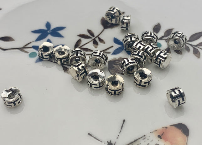 One Piece 3x5mm 925 Sterling Silver Tibetan Style Silver Spacer Genuine Sterling Silver Spacer Bali Antique Tube Large Hole Beads #10216