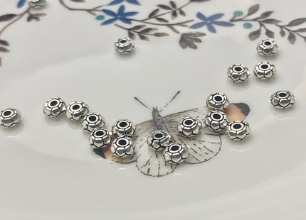 One Piece 2.5x5mm 925 Sterling Silver Tibetan Style Silver Spacer Genuine Silver Spacer Bali Antique Rondelle Large Hole Beads #10217