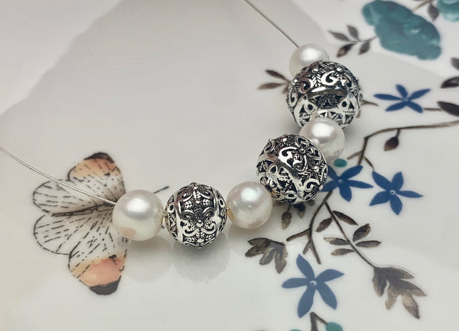 One Piece 10mm 12mm 14mm 925 Sterling Silver Tibetan Style Silver Spacer Ball Genuine Sterling Silver Spacer Bali Antique Beads #10220