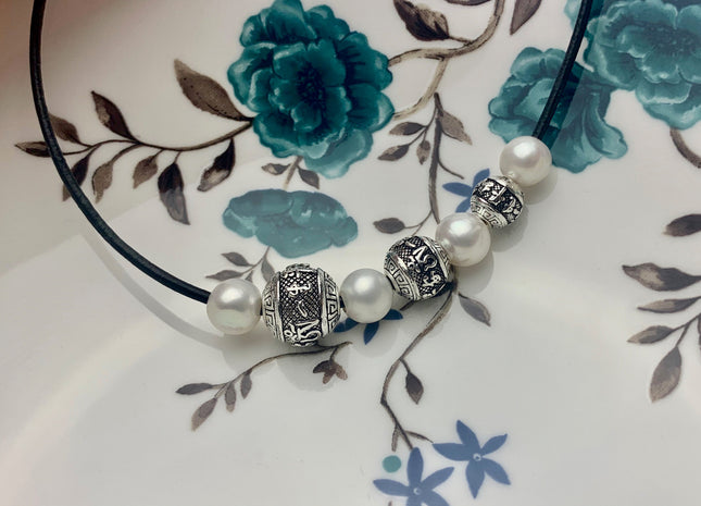 One Piece 8-12 mm 925 Sterling Silver Tibetan Style Silver Spacer Ball Genuine Sterling Silver Spacer Bali Large Hole Antique Beads #10223