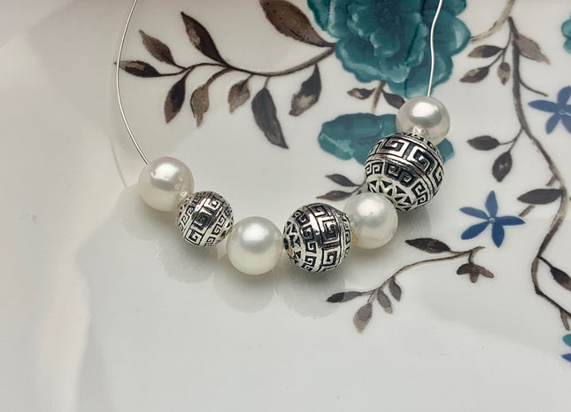 One Piece 8-12 mm 925 Sterling Silver Tibetan Style Silver Spacer Ball Genuine Sterling Silver Spacer Bali Large Hole Antique Beads #10224