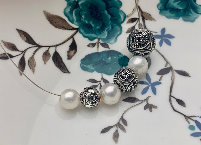 One Piece 8-12 mm 925 Sterling Silver Tibetan Style Silver Spacer Ball Genuine Sterling Silver Spacer Bali Antique Large Hole Beads #10225