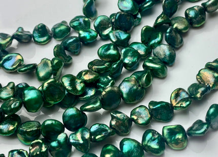 8-9 mm Green Color Keshi Nugget Freshwater Pearl Beads Center Drilled Very Rare High Luster Keshi Nugget Pearl #P1562