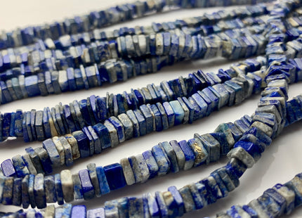 5mm 6mm 7mm 8mm 9mm 100% All Natural Lapis Lazuli Gemstone Beads Natural Multi Blue Color Lapis Flat Square Cut Heishi Beads 8 Inches #3733
