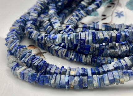 5mm 6mm 7mm 8mm 9mm 100% All Natural Lapis Lazuli Gemstone Beads Natural Multi Blue Color Lapis Flat Square Cut Heishi Beads 8 Inches #3733