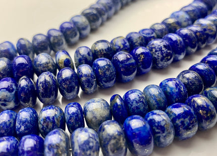 7mm 8mm 10mm 12mm AAA 100% All Natural Smooth Rondelle Lapis Lazuli Gemstone Beads Natural Blue Quality Lapis Beads 8 Inches #3728