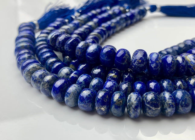7mm 8mm 10mm 12mm AAA 100% All Natural Smooth Rondelle Lapis Lazuli Gemstone Beads Natural Blue Quality Lapis Beads 8 Inches #3728
