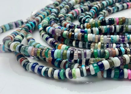 6mm AAA 100% All Natural Mixed Amethyst Lapis Chalcedony Emerald Green Garnet Black Tourmaline Heishi Beads 8 Inches #3753