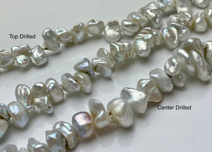 10-12 mm Natural White Freshwater Keshi Nugget Pearl Beads Genuine Natural White Freshwater Top Or Center Drilled Keshi Pearl B Grade #P1585