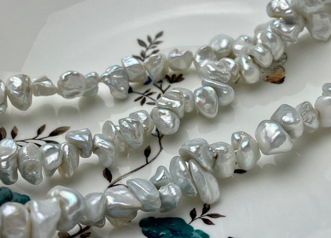 10-12 mm Natural White Freshwater Keshi Nugget Pearl Beads Genuine Natural White Freshwater Top Or Center Drilled Keshi Pearl B Grade #P1585