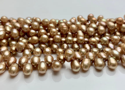 5x7mm AAA Top Drilled Champagne Color Rice/Oval Freshwater Pearl Beads Genuine Dancing Cultured Freshwater Pearls #P1509