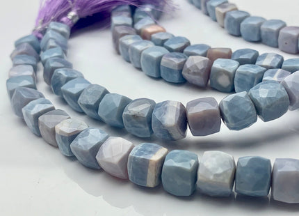 6-8mm Half Strand Faceted Cube Dice Shape Multi Lavender Opal Beads Genuine Diamond Cut Light Gray Purple Pink Opal Beads 8 Inches #3761