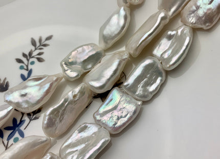 13-16x15-25 mm AAAA Natural White Biwa Stick Freshwater Pearls Beads Genuine High Luster Rare white Thick Biwa Freshwater Pearls #P1493