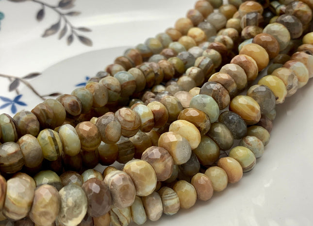 6mm 8mm 9mm Natural AAA Yellow Jasper Beads Faceted Rondelle Quality Yellow Brown Green Jasper Beads 8 inches Strand #3739