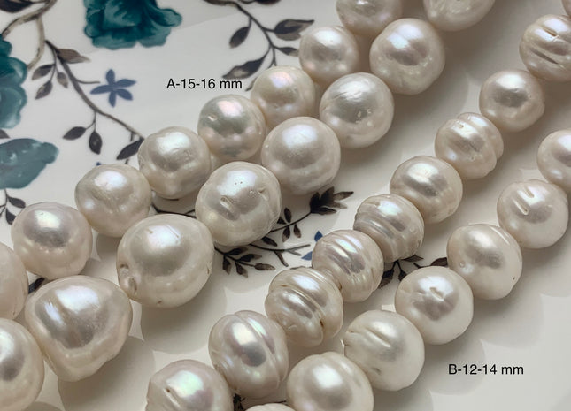 12-16 mm Natural White Jumbo Size Freshwater Baroque Pearl Beads Genuine Natural White Large Baroque Pearl Beads 27-28 Beads #P1588