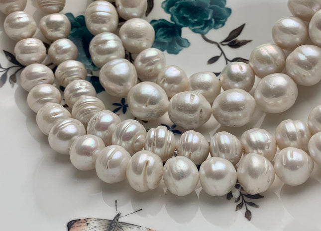12-16 mm Natural White Jumbo Size Freshwater Baroque Pearl Beads Genuine Natural White Large Baroque Pearl Beads 27-28 Beads #P1588