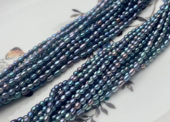 2x3-4 mm AAA Rainbow Peacock Color Rice Tiny Seed Freshwater Pearls High Luster Seed Freshwater Pearls Genuine Top Quality Pearls #P1589