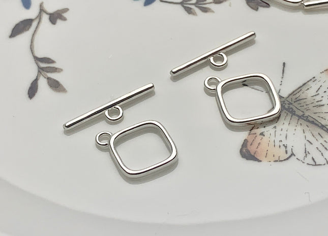 11x15 mm 925 Sterling Silver Toggle Clasp Genuine 925 Sterling Silver Toggle Findings With Square Shape Design DIY Jewelry #10171