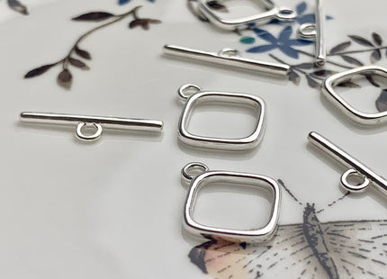11x15 mm 925 Sterling Silver Toggle Clasp Genuine 925 Sterling Silver Toggle Findings With Square Shape Design DIY Jewelry #10171