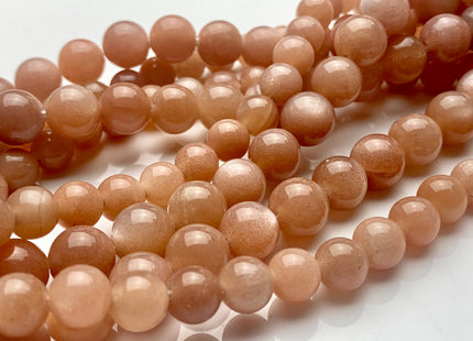 8mm 10mm AAA Half Strand Large Hole Smooth Round Sunstone Gemstone Beads Hole Size 2.0 mm Natural Peach Sunstone Beads 8 Inches Strand #3766