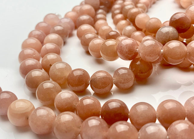 8mm 10mm AAA Half Strand Large Hole Smooth Round Sunstone Gemstone Beads Hole Size 2.0 mm Natural Peach Sunstone Beads 8 Inches Strand #3766
