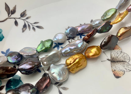 10x15 mm Mixed Color Keshi Freshwater Pearl Beads Jumbo Size Mixed Champagne Gray Gold Brown Green White Keshi Nugget Pearl Beads #P1615