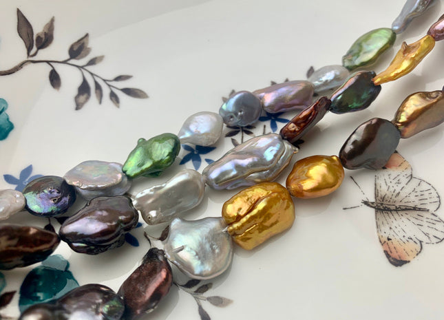 10x15 mm Mixed Color Keshi Freshwater Pearl Beads Jumbo Size Mixed Champagne Gray Gold Brown Green White Keshi Nugget Pearl Beads #P1615