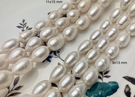 9-11x13-15 mm AA Natural White Tear-Drop Rice Shape Freshwater Pearl Beads Genuine Natural Freshwater Pearls #1090