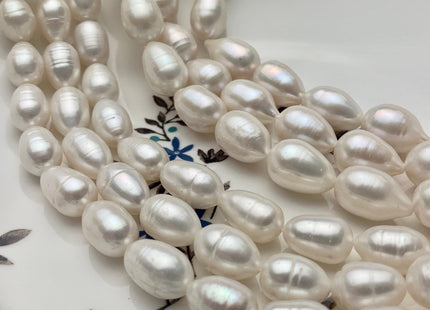 9-11x13-15 mm AA Natural White Tear-Drop Rice Shape Freshwater Pearl Beads Genuine Natural Freshwater Pearls #1090