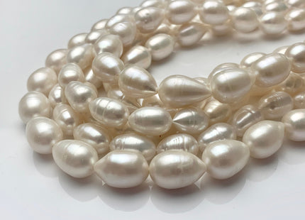 9-11x13-15 mm AA Natural White Tear-Drop Rice Shape Freshwater Pearl Beads Genuine Natural Freshwater Pearls #1090