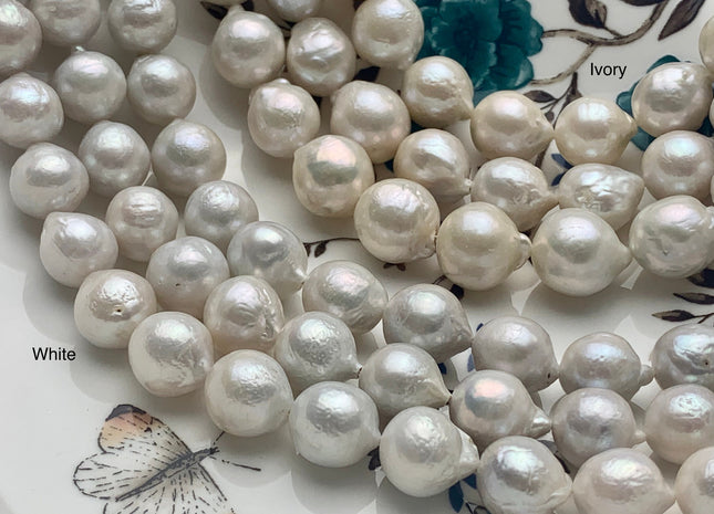 10x13-13x15mm Natural White High Luster Edison Baroque Freshwater Pearl Beads Genuine Ivory/White Freshwater Edison Pearl #P1592