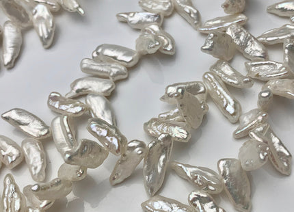 7x15 mm AA Diagonal Drilled Genuine Cultured Freshwater Biwa Pearl Beads High Luster Natural Color Rare Diagonal Drilled Biwa Beads #1595