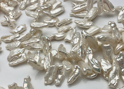 7x15 mm AA Diagonal Drilled Genuine Cultured Freshwater Biwa Pearl Beads High Luster Natural Color Rare Diagonal Drilled Biwa Beads #1595