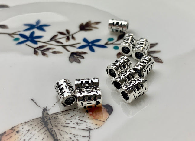 One Piece 5x7mm 925 Sterling Silver Tibetan Style Silver Spacer Genuine Sterling Silver Spacer Bali Antique Tube Large Hole Beads #10207