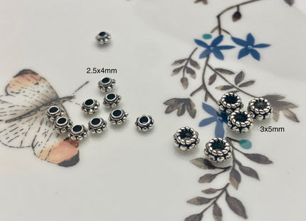 3 Piece 2.5x4mm or 3x5mm 925 Sterling Silver Tibetan Style Silver Spacer Genuine Sterling Silver Spacer Bali Antique Tube Beads #10221