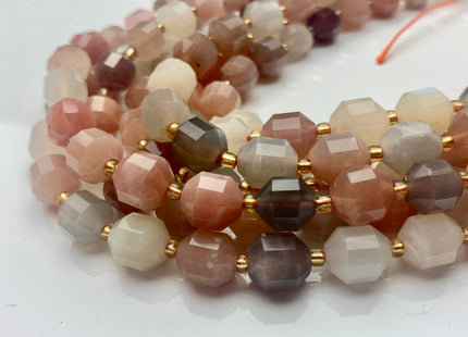 9x10mm Half Strand Faceted Energy Prism Cut Sunstone Gemstone Genuine Double Terminated Points Peach Pink Sunstone Beads 16 Pieces #3771