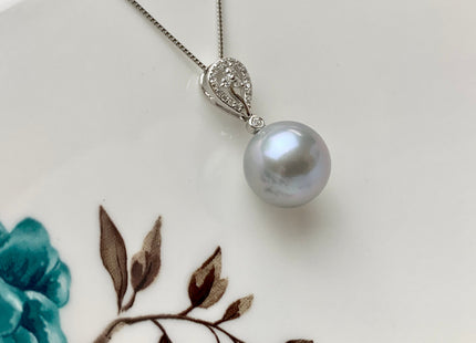 One Piece 925 Sterling Silver Pendant Setting Finding For Half Drilled Pearl Genuine Sterling Silver W/CZ Tear Drop Shape Pendant #10057
