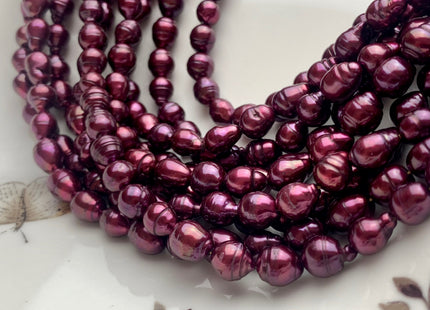 7-8x8-9 mm Dark Burgundy Baroque Freshwater Pearl Beads Genuine Dark Burgundy Color Baroque Freshwater Pearls 47-48 Pieces #P1630