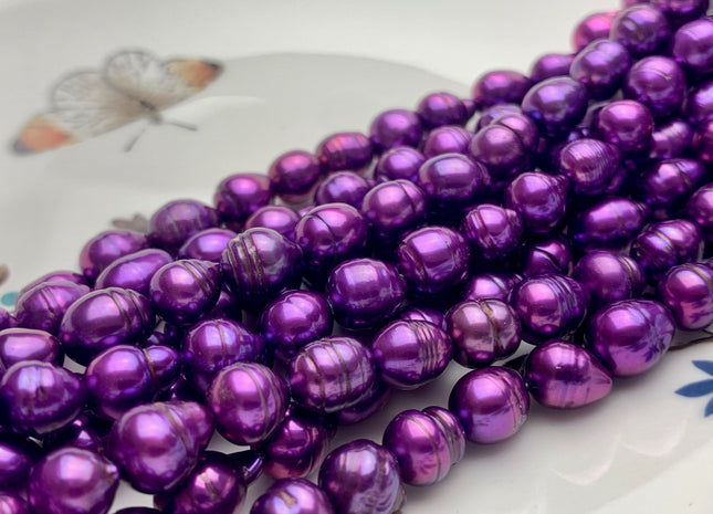 7-8x8-9 mm Dark Purple Baroque Freshwater Pearl Beads Genuine Dark Purple Color Baroque Freshwater Pearls 47-48 Pieces #P1631