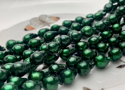 7-8x10-11 mm Forest Green Baroque Freshwater Pearl Beads Genuine Forest Green Color Baroque Freshwater Pearls 47-48 Pieces #P1632