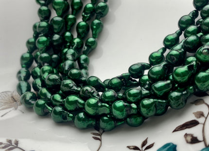 7-8x10-11 mm Forest Green Baroque Freshwater Pearl Beads Genuine Forest Green Color Baroque Freshwater Pearls 47-48 Pieces #P1632