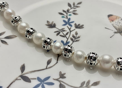 One Piece 8mm 925 Sterling Silver Tibetan Style Silver Spacer Ball Genuine Sterling Silver Spacer Bali Antique Beads #10175