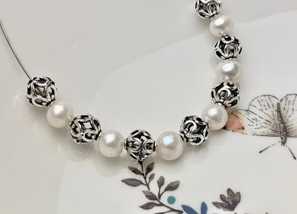 One Piece 9mm 925 Sterling Silver Tibetan Style Silver Spacer Ball Genuine Sterling Silver Spacer Bali Antique Beads #10176